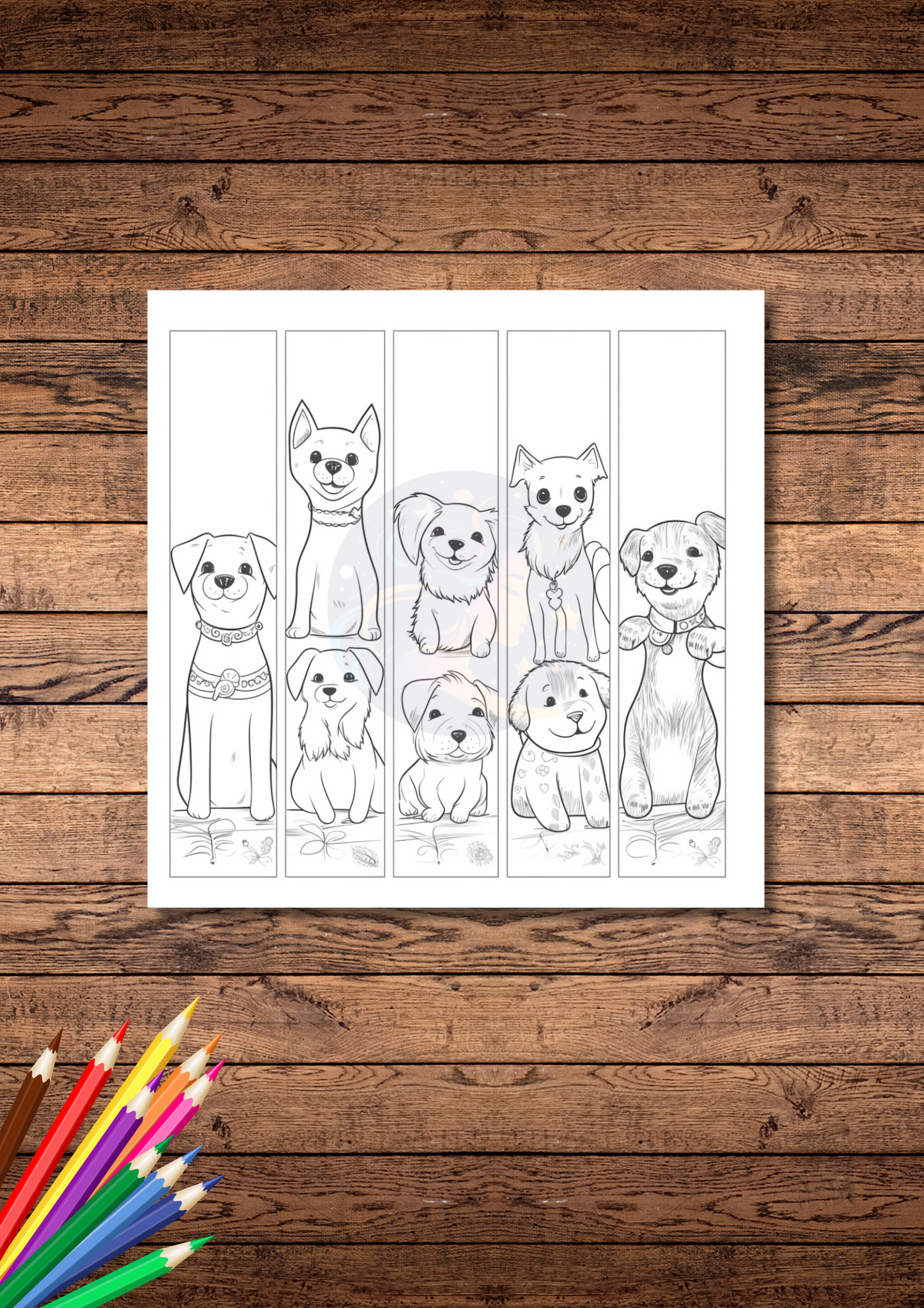 Five DIY coloring bookmarks, printable bookmarks, fun activities, downloadable bookmarks for kids & adults to color, highest quality images, bookmarkers of kittens, puppies, birds & cartoonish animals