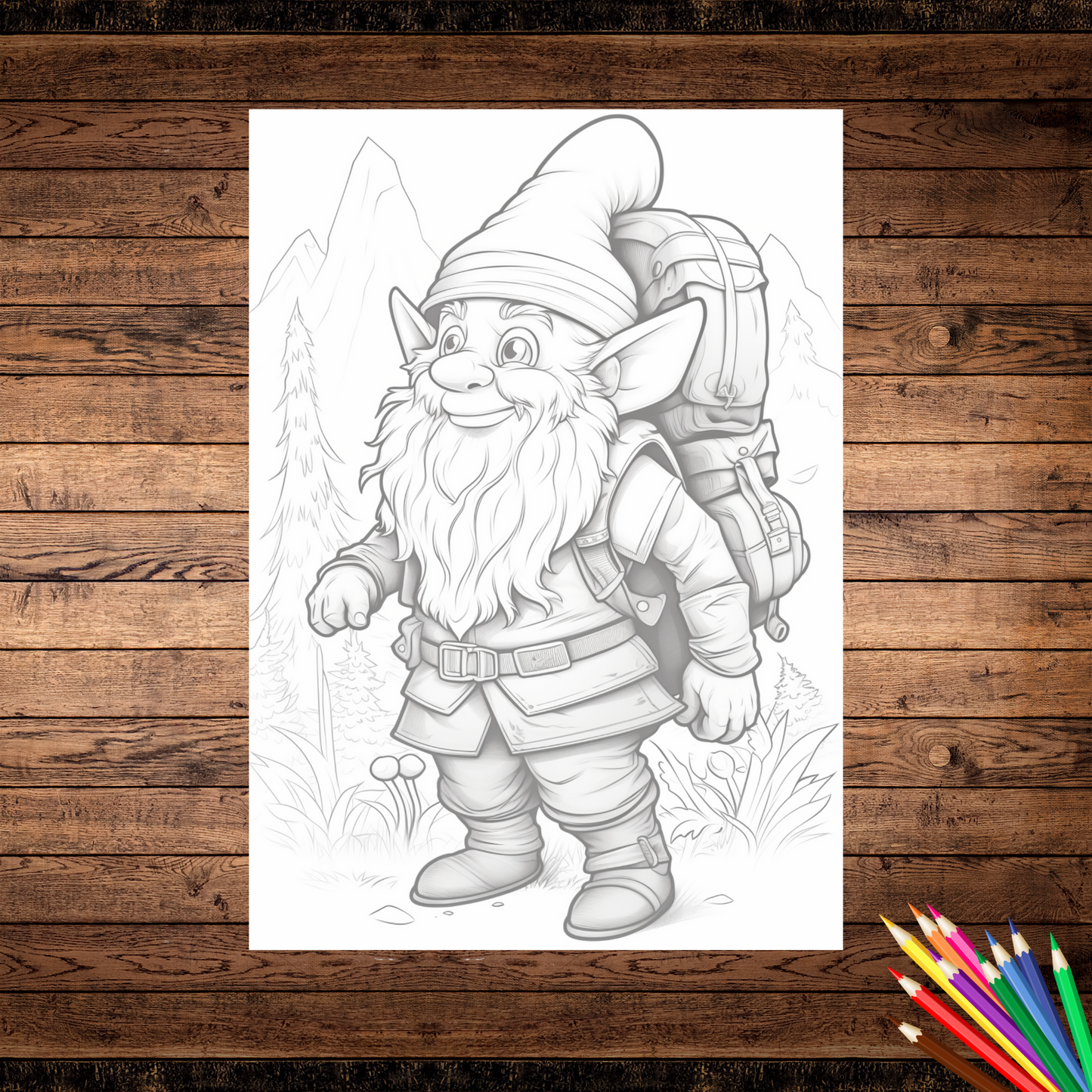 Free Unique Gnomes Coloring Widget ( Adults )