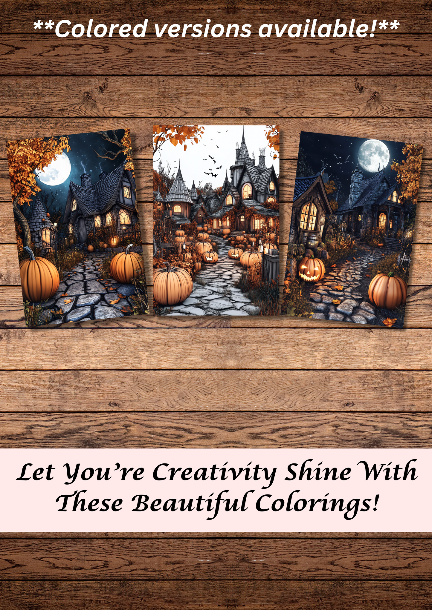 42 Pumpkin Villages, Halloween Coloring Pages, Adults & For Kids, Instant Download, Greyscale, Printable Coloring Pages