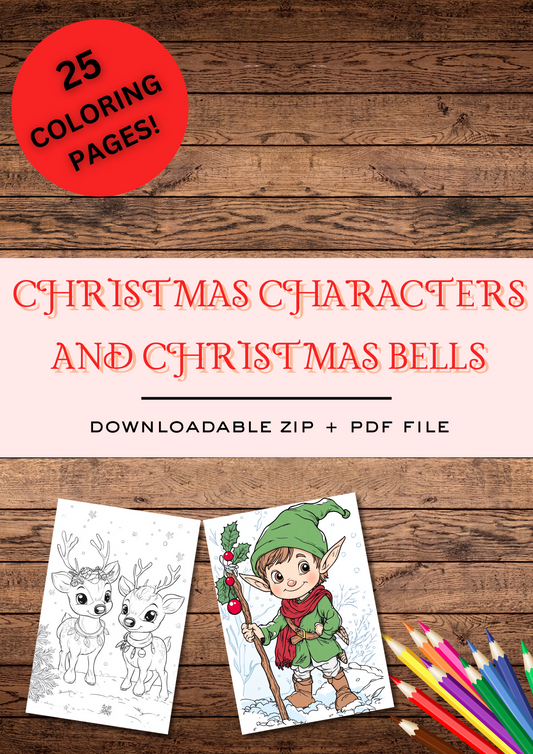 25 Nice Christmas Cartoon Characters, Christmas Coloring Pages, Kids Coloring Pages, Instant Download