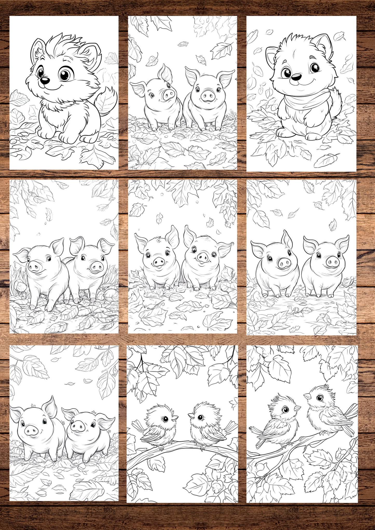 25 Cute Autumn Baby Animals, Autumn Coloring Pages, Kids Coloring Pages, Cartoon Style