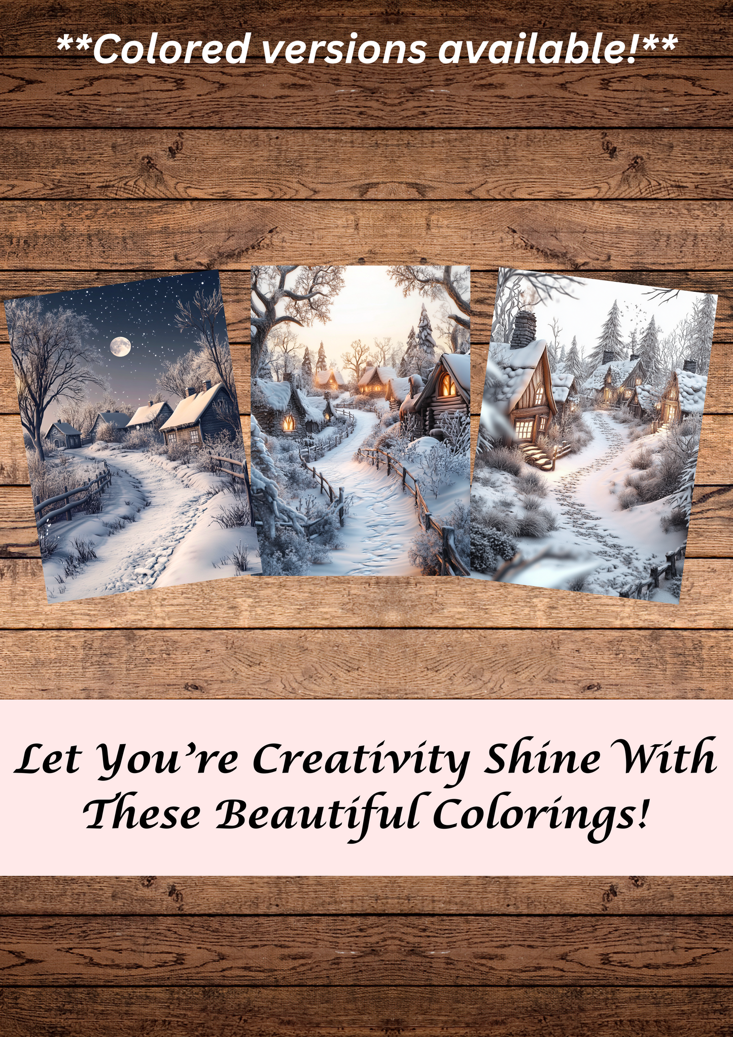 40 Frosty & Icy Winter Villages, Winter Coloring Pages, Adults Coloring, Instant Download, Greyscale, Printable Coloring Pages