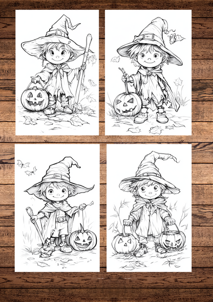 25 Young Boy Trick Or Treating Coloring Pages, Halloween Coloring Pages, Kids Coloring Pages, Cartoon Style