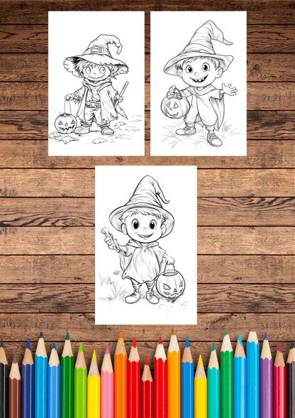 25 Young Boy Trick Or Treating Coloring Pages, Halloween Coloring Pages, Kids Coloring Pages, Cartoon Style