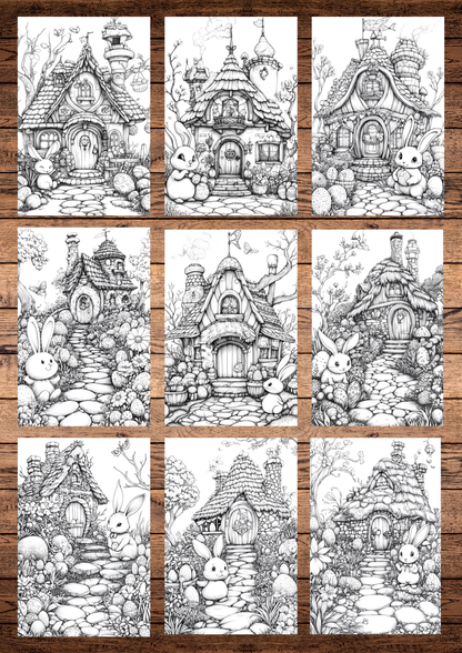 44 Easter Wonderlands, Easter Coloring Pages, Adults Coloring, Instant Download, Greyscale, Printable Coloring Pages