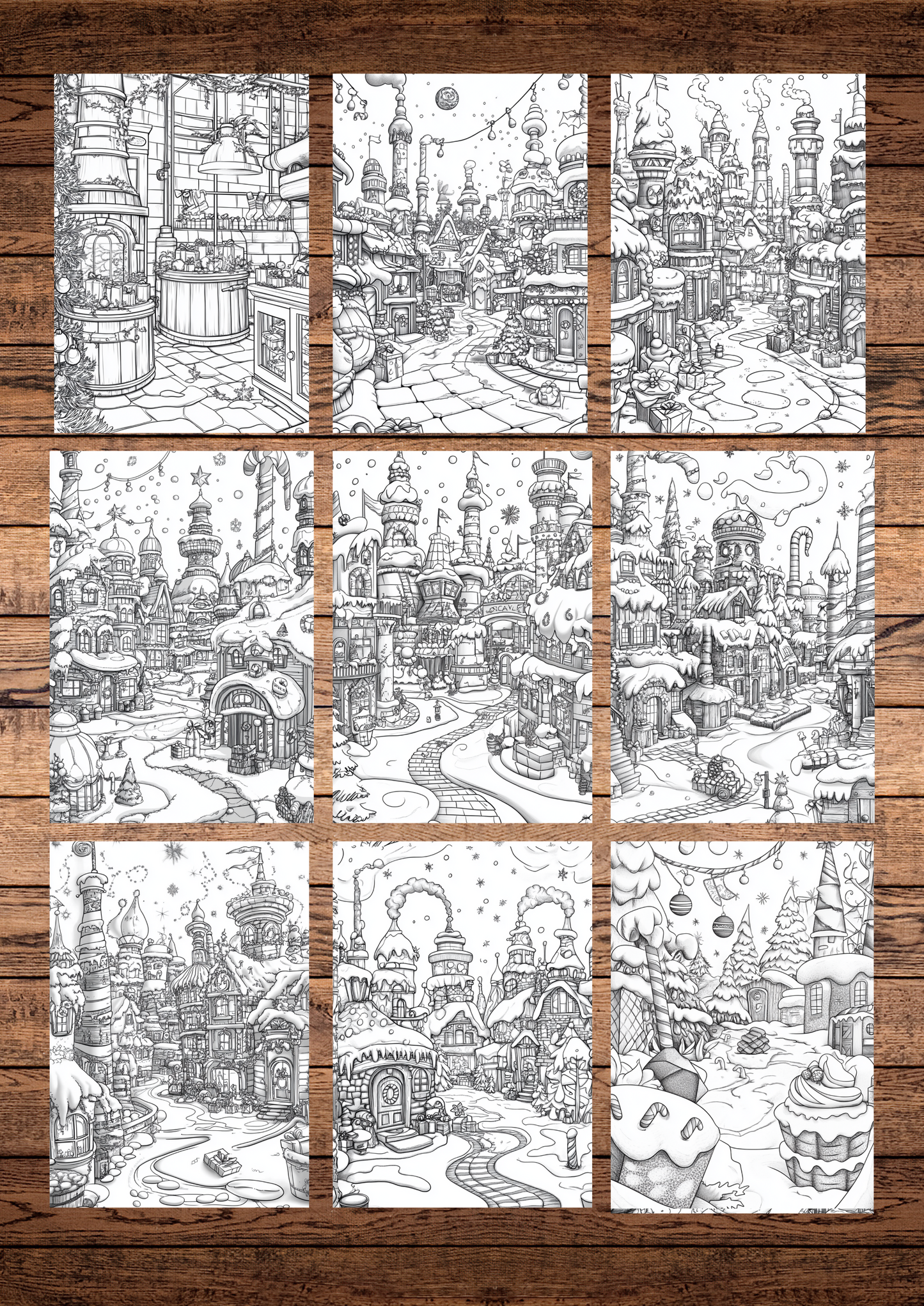 42 Christmas Chocolate & Sweets Wonderland, Christmas Coloring Pages, Adults Coloring Pages, Greyscale