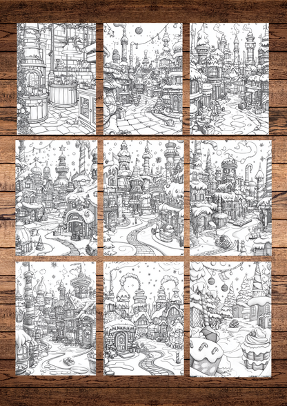 42 Christmas Chocolate & Sweets Wonderland, Christmas Coloring Pages, Adults Coloring Pages, Greyscale