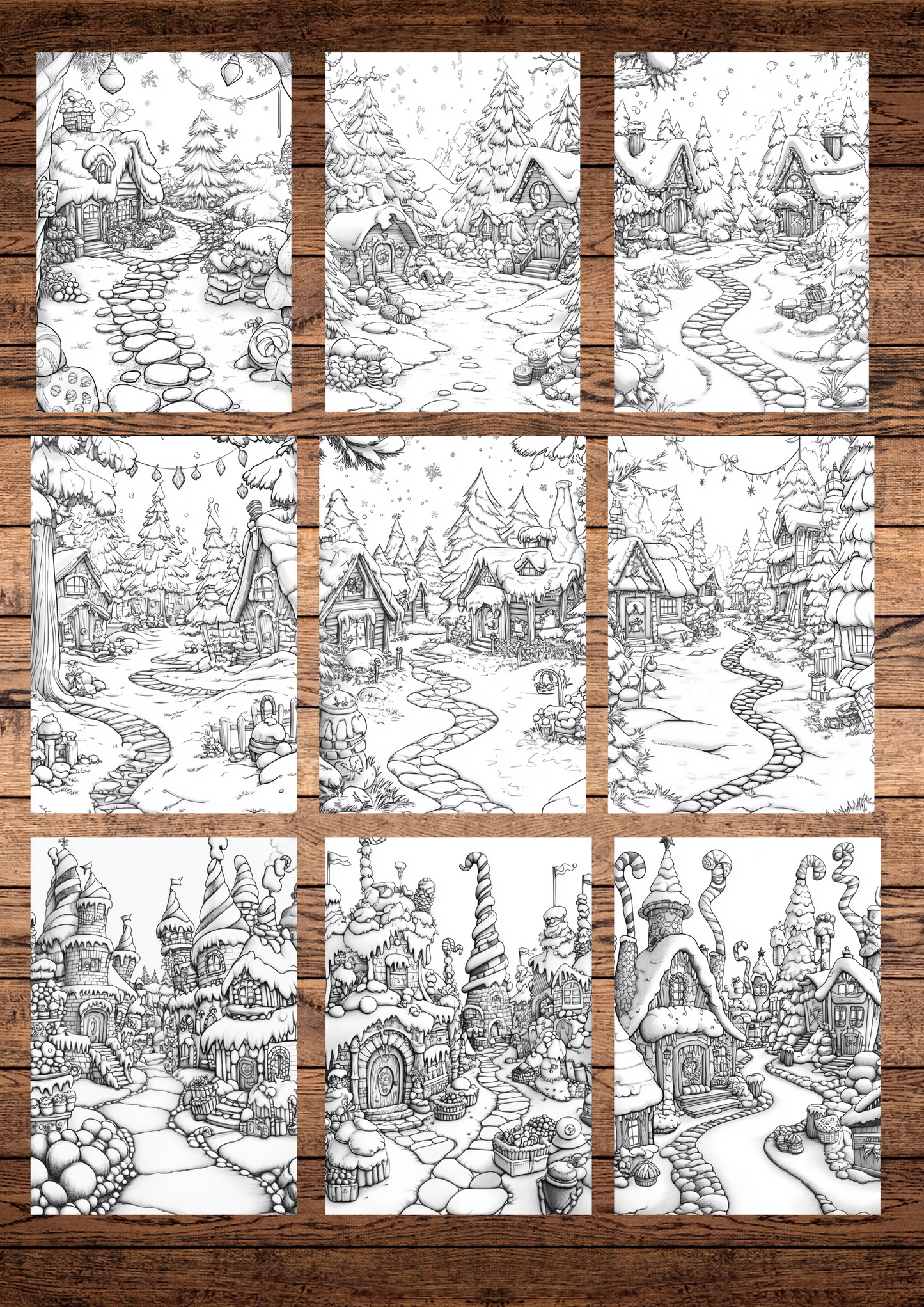 42 Christmas Chocolate & Sweets Wonderland, Christmas Coloring Pages, Adults Coloring Pages, Greyscale