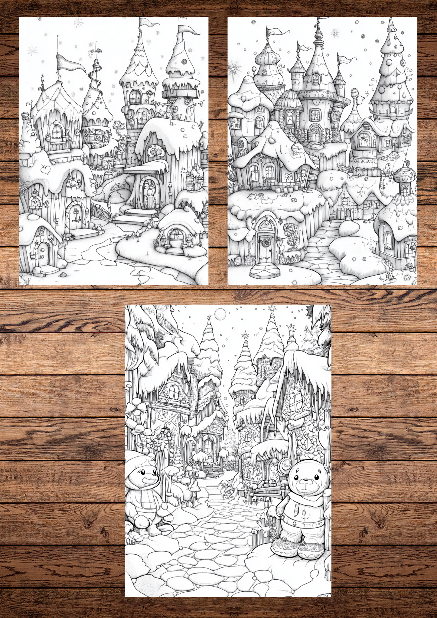 42 Christmas Chocolate & Sweets Wonderland, Christmas Coloring Pages, Adults Coloring Pages, Greyscale