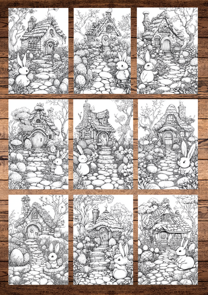 44 Easter Wonderlands, Easter Coloring Pages, Adults Coloring, Instant Download, Greyscale, Printable Coloring Pages