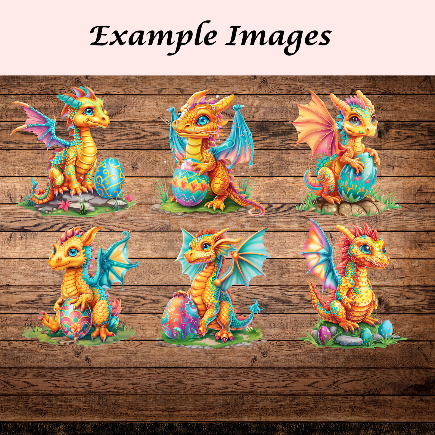 35 Watercolor Unique Dragon and Easter Eggs Clipart, png + jpeg, instant print and download, vibrant colors, commercial use