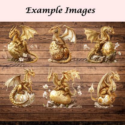 35 Watercolor Unique Dragon and Easter Eggs Clipart, png + jpeg, instant print and download, vibrant colors, commercial use