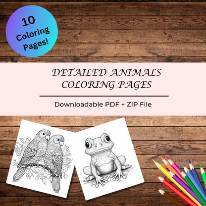 Coloring pages of pretty animals for adults, 10 coloring pages, fun activity, highest quality images, learn coloring, printable & downloadable coloring pages