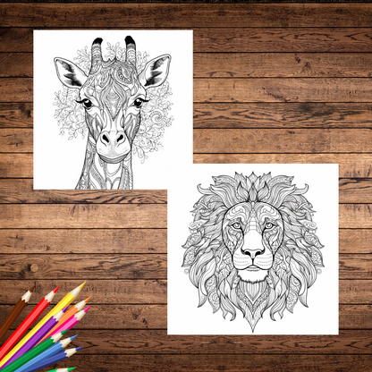 Coloring pages of pretty animals for adults, 10 coloring pages, fun activity, highest quality images, learn coloring, printable & downloadable coloring pages