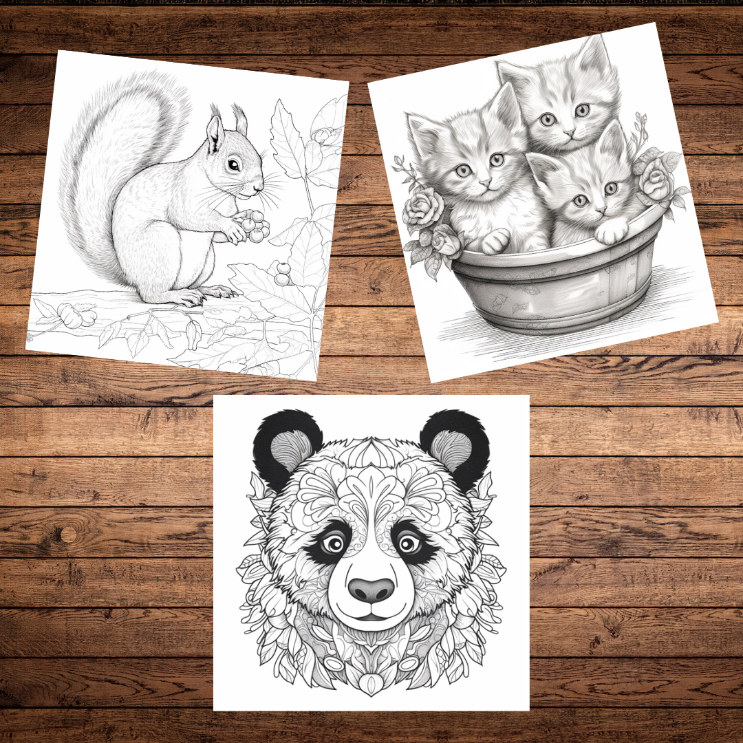 Coloring pages of pretty animals for adults, 10 coloring pages, fun activity, highest quality images, learn coloring, printable & downloadable coloring pages