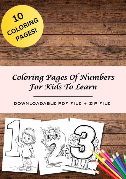 Coloring pages for kids, coloring pages of numbers 1 to 10, printable & downloadable coloring pages, kids games, number games, enjoyable learning activity