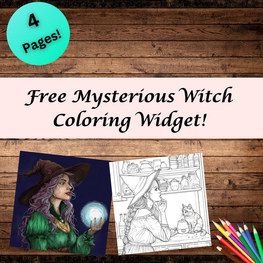 Free Mysterious Witch Coloring Widget ( Kids & Adults )