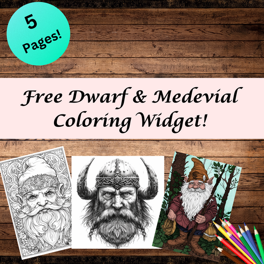 Free Dwarf & Medevial Coloring Widget ( Adults Only )