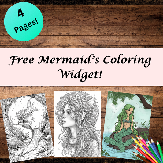 Free Mermaid Elf's Coloring Widget ( Kids & Adults )