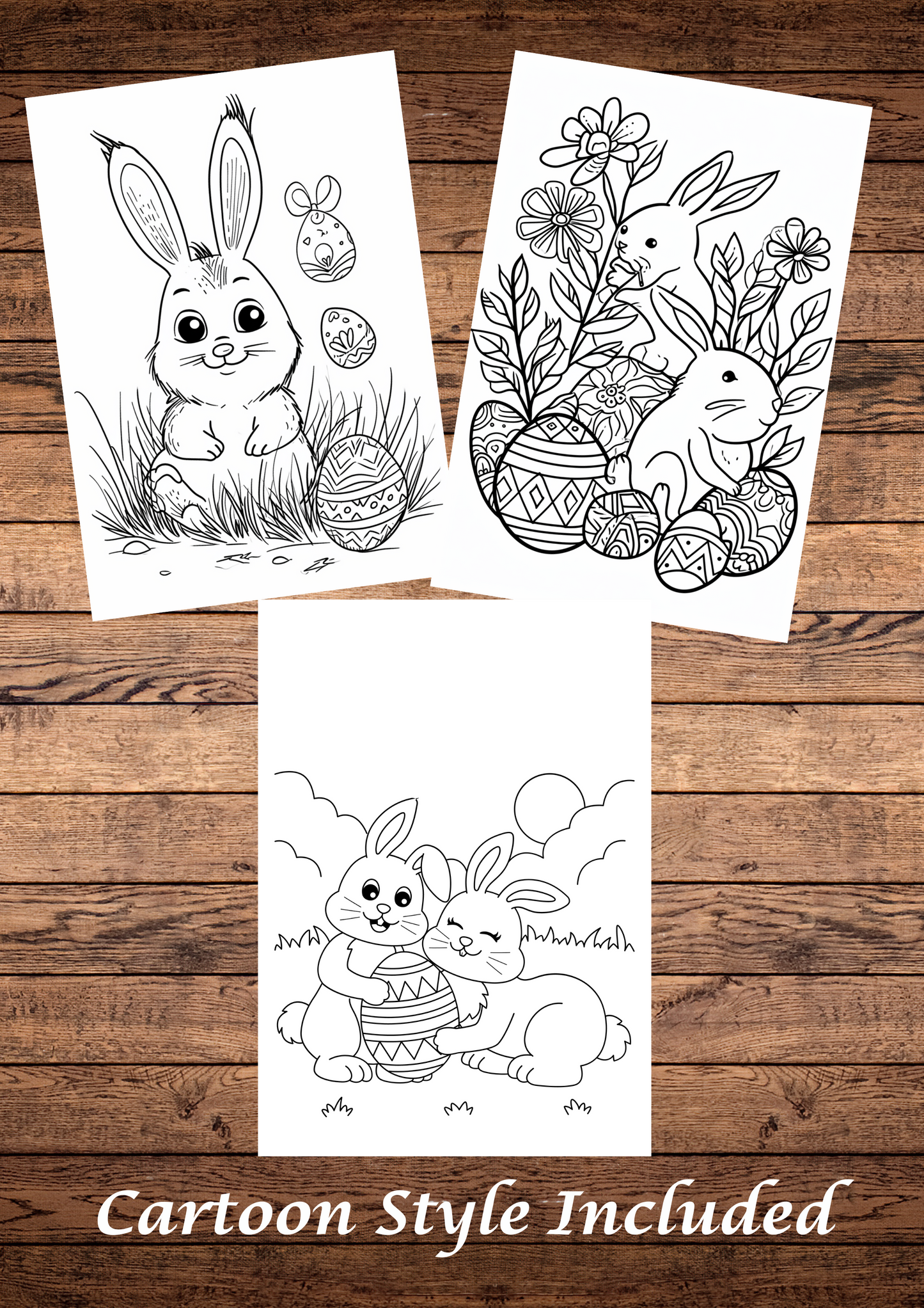 Easter coloring pages bundle, grey scale & Cartoon style, 25 coloring pages, printable & downloadable coloring pages