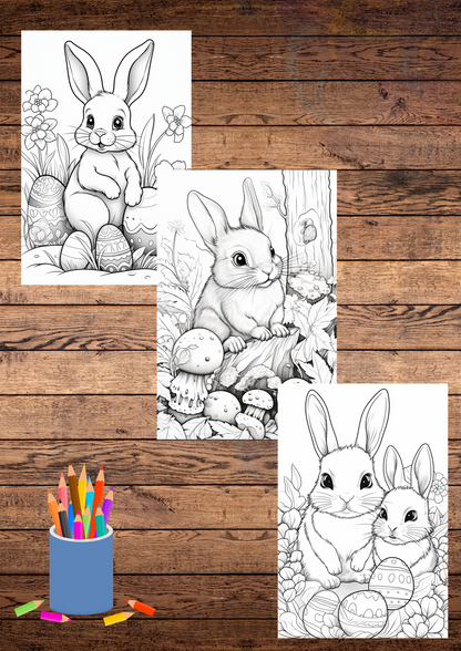 Easter coloring pages bundle, grey scale & Cartoon style, 25 coloring pages, printable & downloadable coloring pages