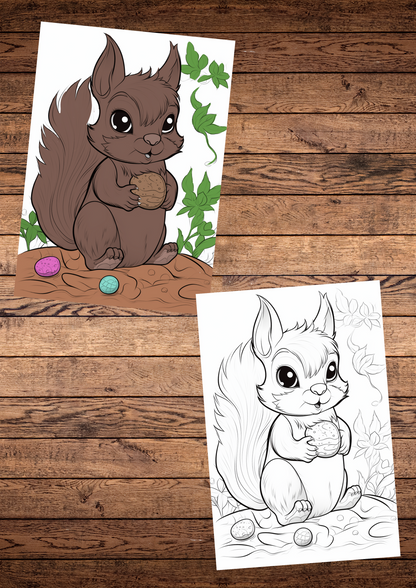 Easter coloring pages bundle, grey scale & Cartoon style, 25 coloring pages, printable & downloadable coloring pages