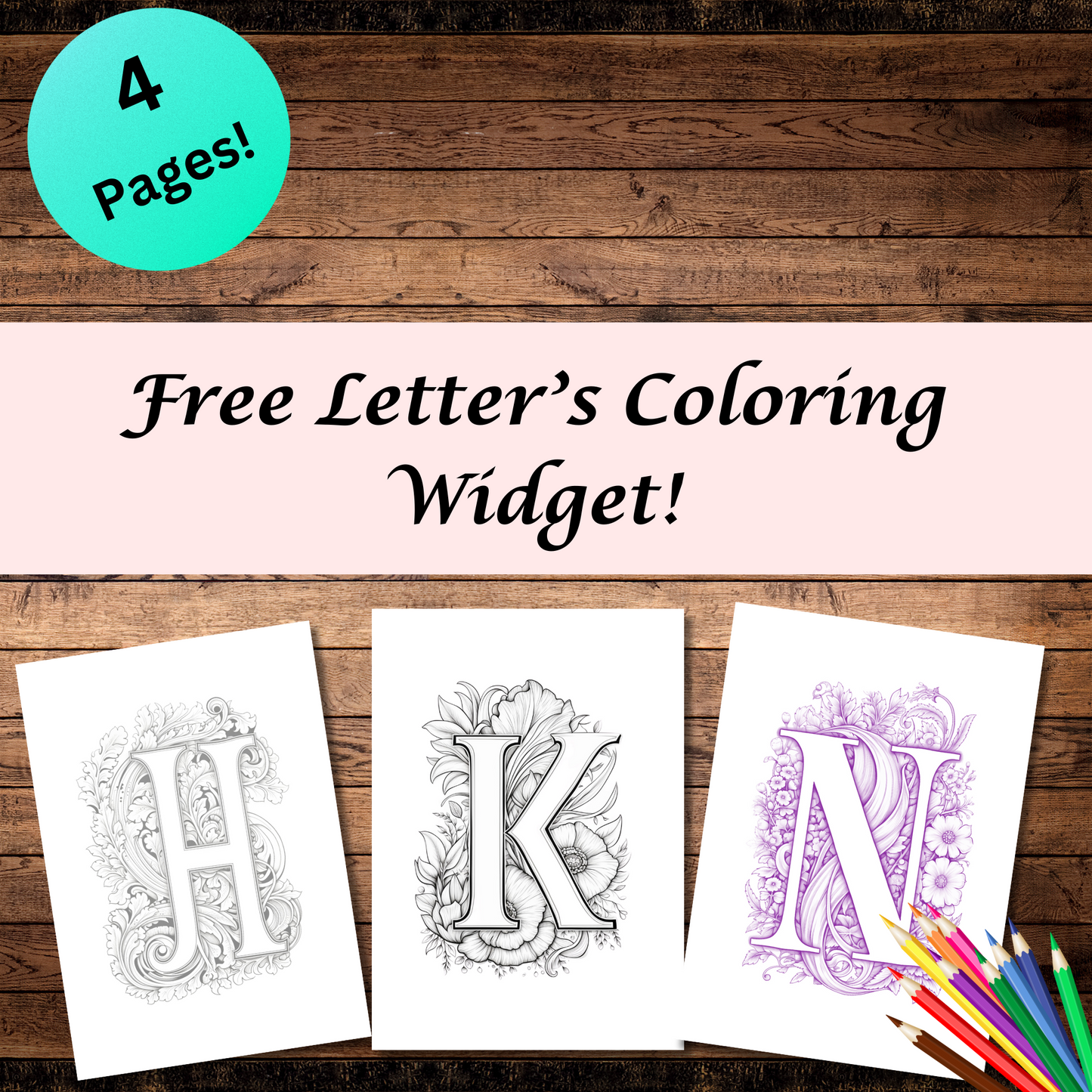 Widget para colorir de letras grátis (crianças e adultos)